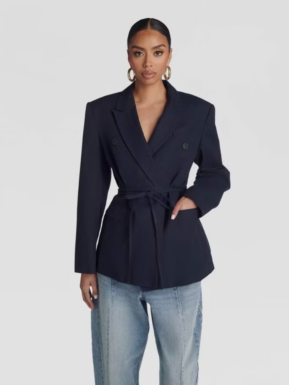 KBB by KAHLANA Women's 'The Erin Blazer' Navy Blue M NWT